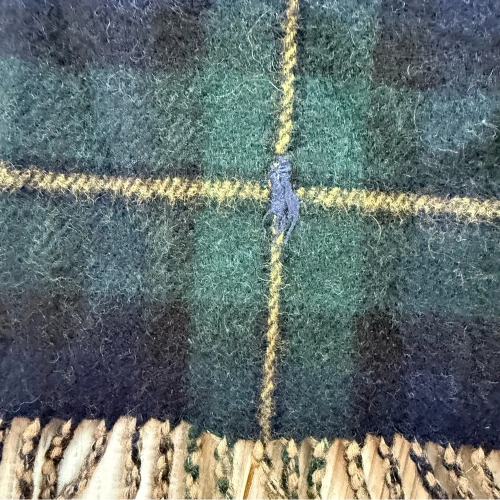 VTG Preppy Vintage 90s Ralph Lauren Polo Reversible Double Face Wool Plaid Scarf